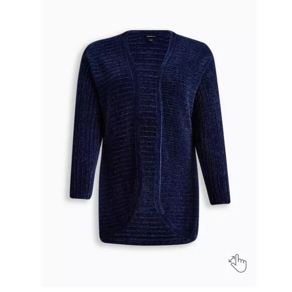 Torrid Chenille Cocoon Open Front Ribbed Sweater / Size-1 - Picture 9 of 14